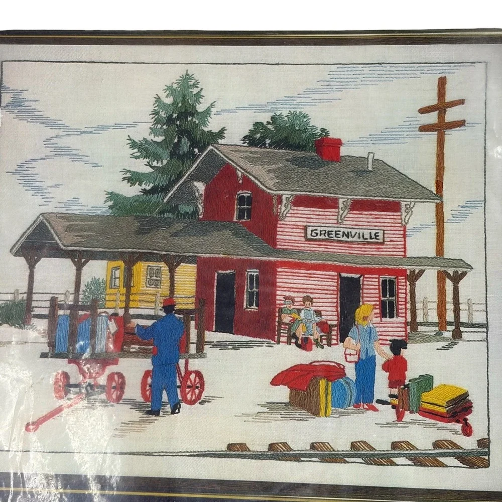 Vintage Bucilla Greenville Junction Crewel Embroidery Kit 48845 Sealed USA